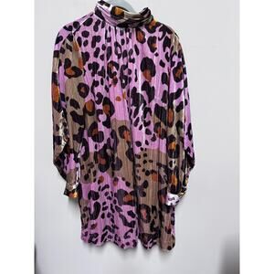 Anthropologie Pink and Brown Leopard Print Mini Dress